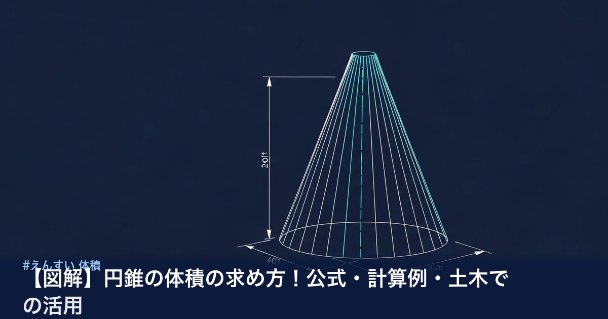 円錐の体積の求め方と公式の図解