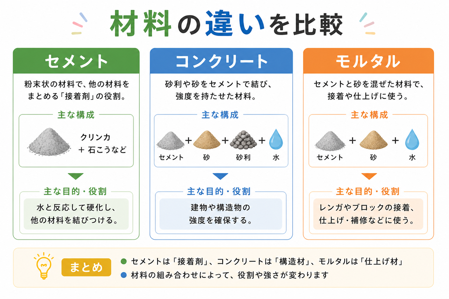 セメントとコンクリートの違いの図解①