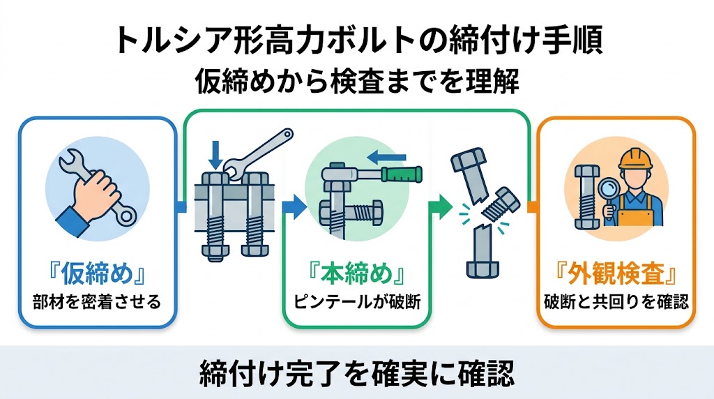 高力ボルト トルシア形の図解①